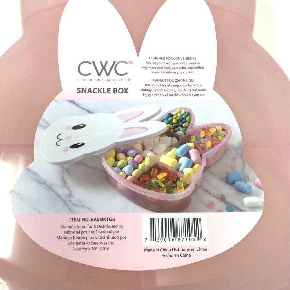 Cook With Color Bunny Divided Snack Box Food Storage Container Pink Easter - Picture 7 of 10
